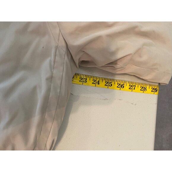 Eddie Bauer Beige Long Coat Goose Down Plaid Lining Button Zipper Closure Medium - Picture 11 of 15